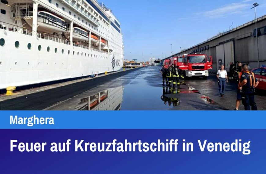 Feuer auf Kreuzfahrtschiff in Venedig